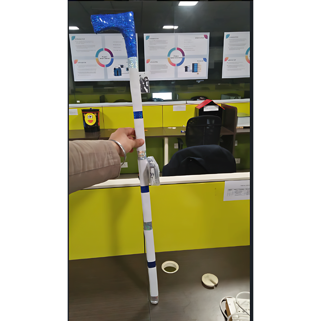 Smart blind stick using an ultrasonic sensor to detect obstacles and emitting a beep if an obstacle is in front of it.